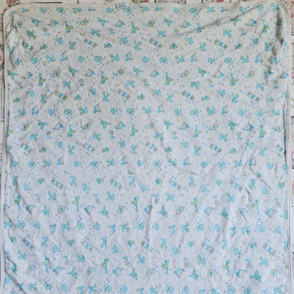 Vtg Carter's Baby Blanket Receiving Mother Goose Nursery Rhyme 100% Cotton